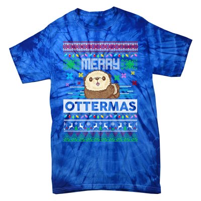 Sloth Merry Ottermas Christmas Ugly Sweater Gift Tie-Dye T-Shirt