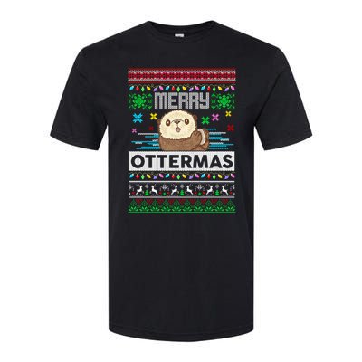 Sloth Merry Ottermas Christmas Ugly Sweater Gift Softstyle CVC T-Shirt