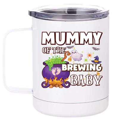 Spooky Mama Of Brewing Halloween Theme Shower Gift 12 oz Stainless Steel Tumbler Cup