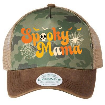 Spooky Mama Outfit Witch Mom Halloween Retro Groovy Gift Legacy Tie Dye Trucker Hat