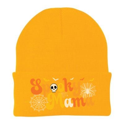 Spooky Mama Outfit Witch Mom Halloween Retro Groovy Gift Knit Cap Winter Beanie