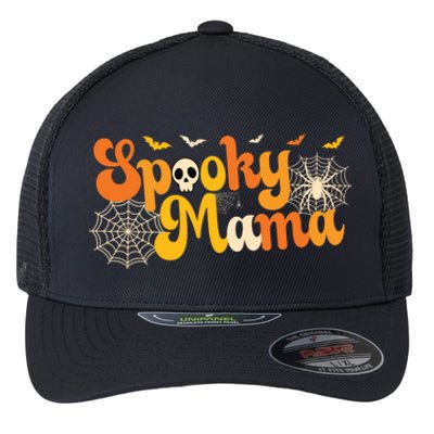 Spooky Mama Outfit Witch Mom Halloween Retro Groovy Gift Flexfit Unipanel Trucker Cap