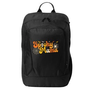 Spooky Mama Outfit Witch Mom Halloween Retro Groovy Gift City Backpack