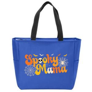 Spooky Mama Outfit Witch Mom Halloween Retro Groovy Gift Zip Tote Bag