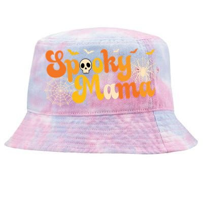 Spooky Mama Outfit Witch Mom Halloween Retro Groovy Gift Tie-Dyed Bucket Hat