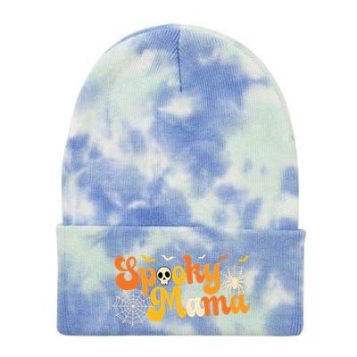 Spooky Mama Outfit Witch Mom Halloween Retro Groovy Gift Tie Dye 12in Knit Beanie