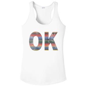 Serape Mexican Ok State Of Oklahoma Distressed Ladies PosiCharge Competitor Racerback Tank