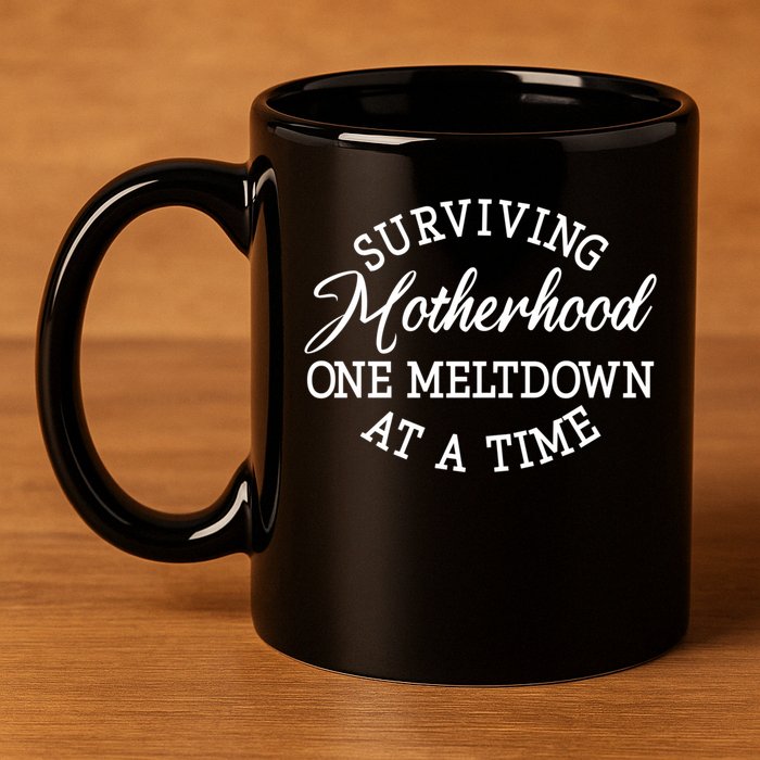 Surviving Motherhood One Meltdown At A Time Gift 11oz C Handle Ceramic Mug