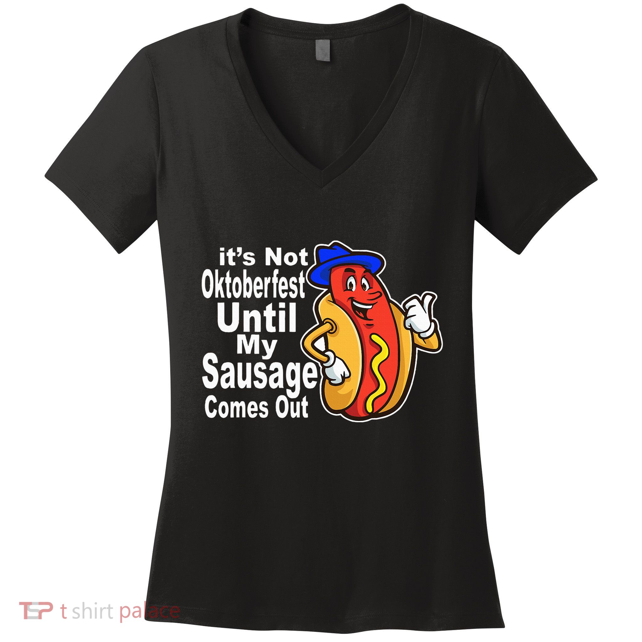 Sausage Meme Oktoberfest Costume Funny Joke Bavarian German Women's V-Neck T-Shirt