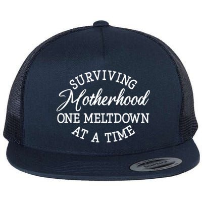 Surviving Motherhood One Meltdown At A Time Gift Flat Bill Trucker Hat