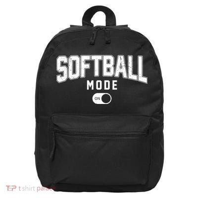 Softball Mode On 16 in Basic Backpack