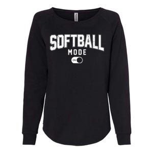 Softball Mode On Womens California Wash Sweatshirt