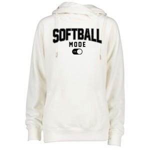 Softball Mode On Womens Funnel Neck Pullover Hood