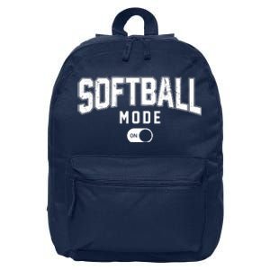 Softball Mode On 16 in Basic Backpack