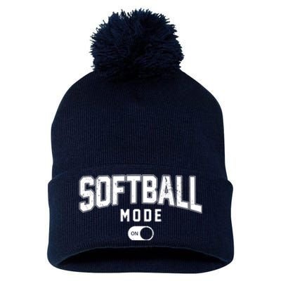 Softball Mode On Pom Pom 12in Knit Beanie