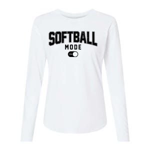 Softball Mode On Womens Cotton Relaxed Long Sleeve T-Shirt