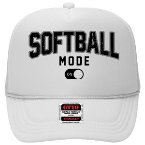 Softball Mode On High Crown Mesh Back Trucker Hat