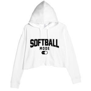 Softball Mode On Crop Fleece Hoodie