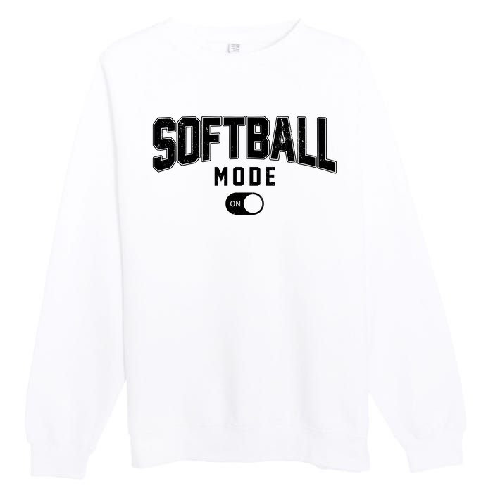 Softball Mode On Premium Crewneck Sweatshirt