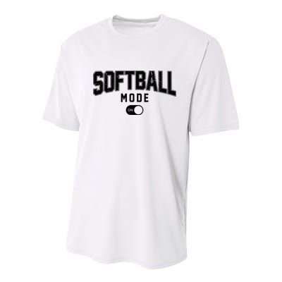 Softball Mode On Youth Performance Sprint T-Shirt
