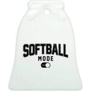 Softball Mode On Ceramic Bell Ornament