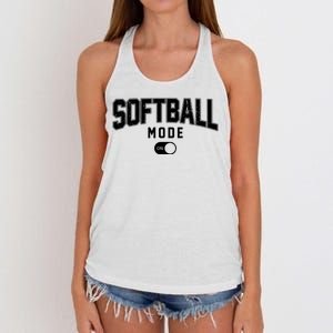 Softball Mode On Women's Knotted Racerback Tank