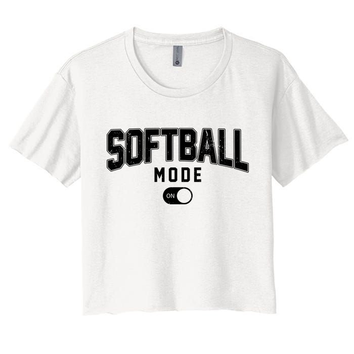 Softball Mode On Women's Crop Top Tee