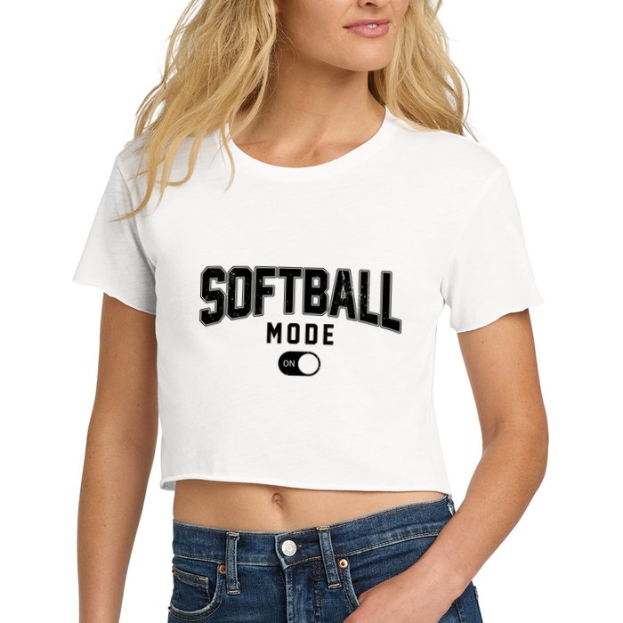 Softball Mode On Women's Crop Top Tee