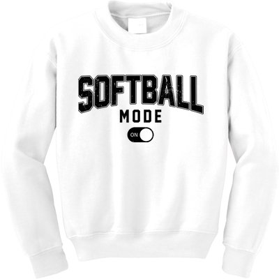 Softball Mode On Kids Sweatshirt