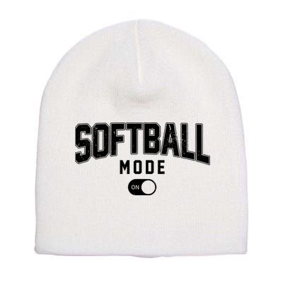 Softball Mode On Short Acrylic Beanie