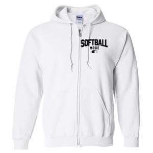 Softball Mode On Full Zip Hoodie