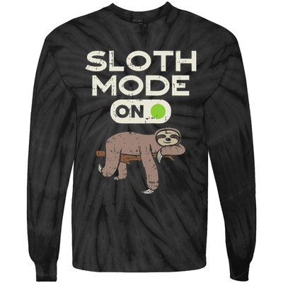 Sloth Mode On Funny Lazy Sleep Animal Lover Women Gift Tie-Dye Long Sleeve Shirt