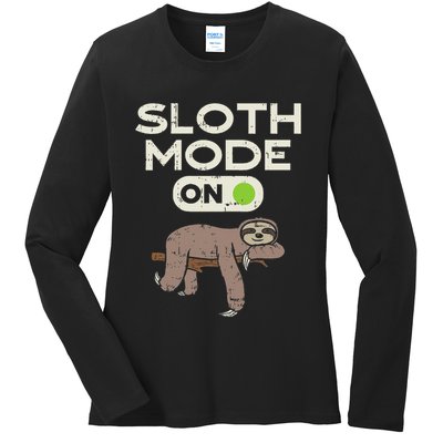 Sloth Mode On Funny Lazy Sleep Animal Lover Women Gift Ladies Long Sleeve Shirt
