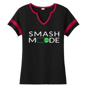 Smash Mode On Funny Pickleball Pun For Pickleball Players Ladies Halftime Notch Neck Tee