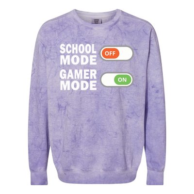 School Mode Off Gamer Mode On Funny Gamer Gift Colorblast Crewneck Sweatshirt