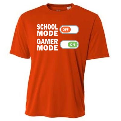 School Mode Off Gamer Mode On Funny Gamer Gift Cooling Performance Crew T-Shirt