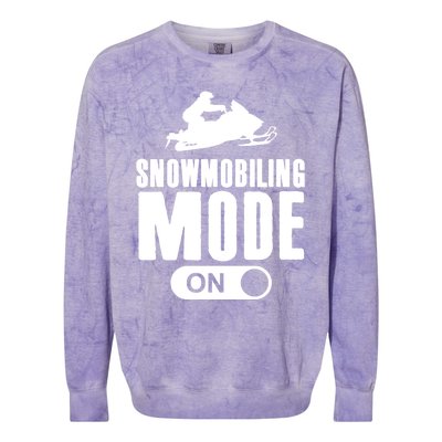 Snowmobiling Mode On Kids Snowmobile Gift Snow Machine Rider Gift Colorblast Crewneck Sweatshirt