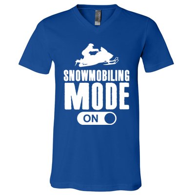 Snowmobiling Mode On Kids Snowmobile Gift Snow Machine Rider Gift V-Neck T-Shirt