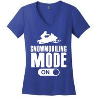 Snowmobiling Mode On Kids Snowmobile Gift Snow Machine Rider Gift Women's V-Neck T-Shirt