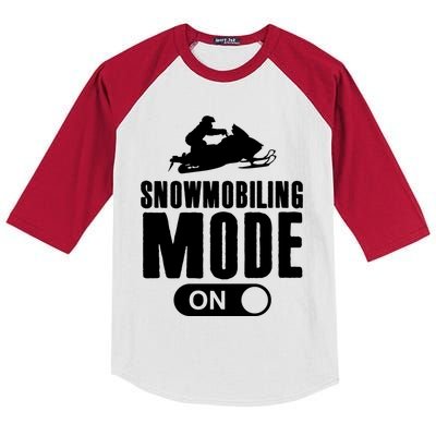 Snowmobiling Mode On Kids Snowmobile Gift Snow Machine Rider Gift Kids Colorblock Raglan Jersey