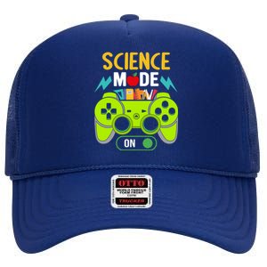 Science Mode On Gamer Back To School First Days Gift High Crown Mesh Back Trucker Hat