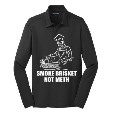 Smoke Brisket Not Meth Silk Touch Performance Long Sleeve Polo