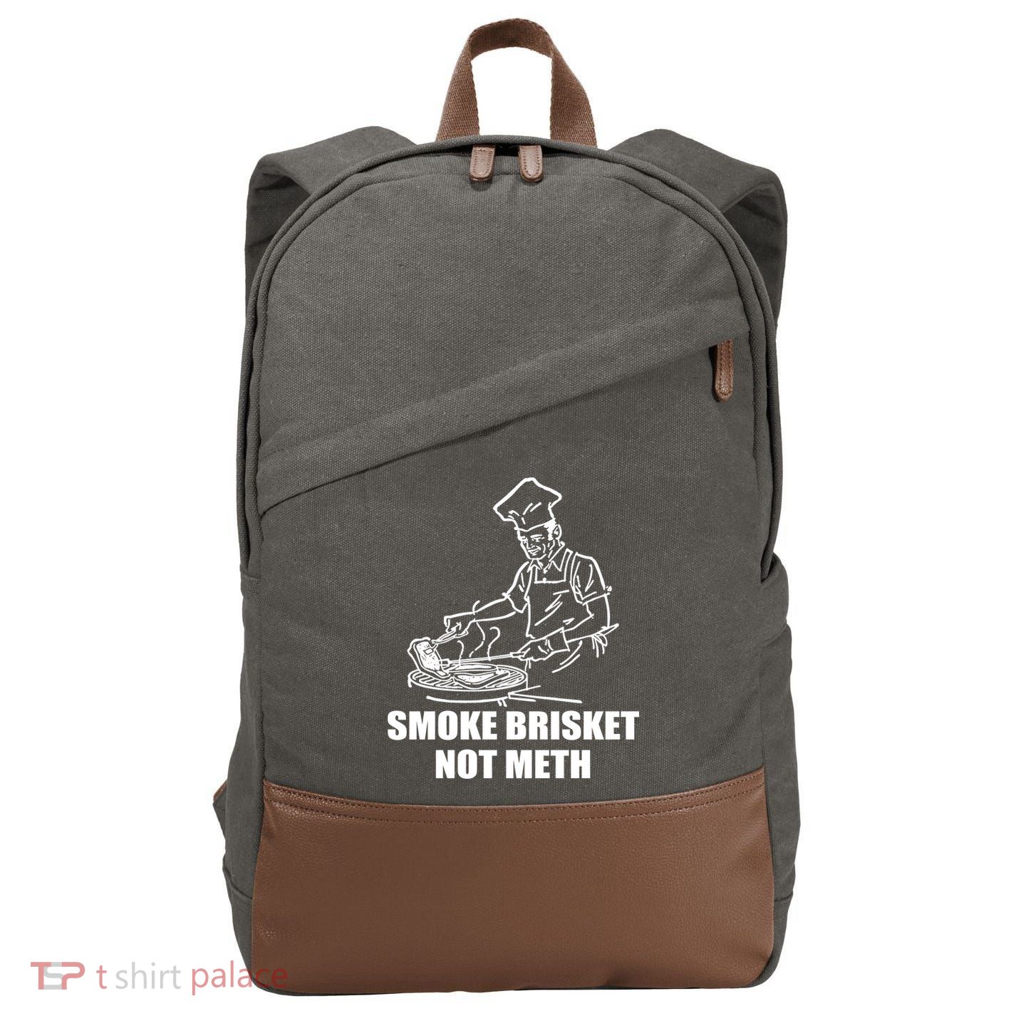 Smoke Brisket Not Meth Cotton Canvas Backpack