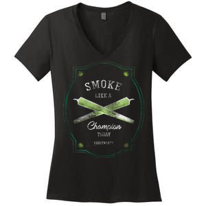 Smoke Like A Champion Women's V-Neck T-Shirt