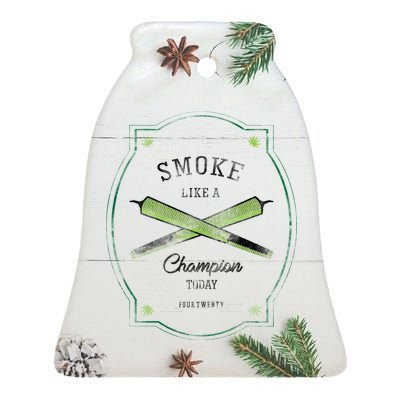 Smoke Like A Champion Ceramic Bell Ornament