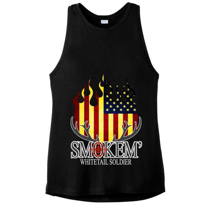 Smokem Whitetail Soldier Ladies PosiCharge Tri-Blend Wicking Tank