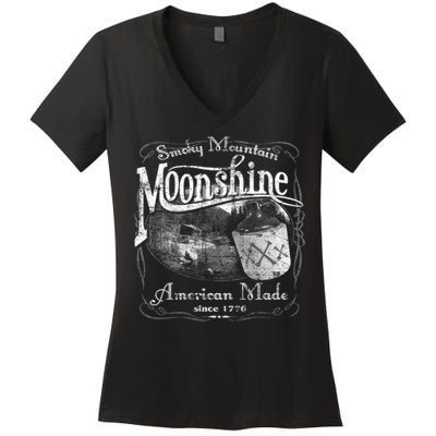 Smokey Mountain Moonshine Women's V-Neck T-Shirt