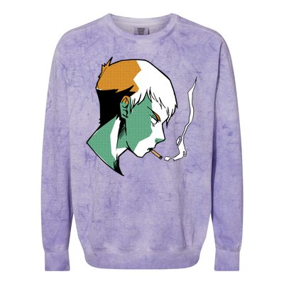 Smoking Anime Boy Colorblast Crewneck Sweatshirt