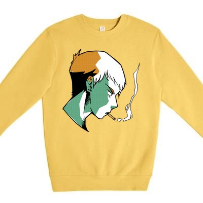 Smoking Anime Boy Premium Crewneck Sweatshirt