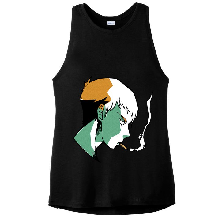 Smoking Anime Boy Ladies PosiCharge Tri-Blend Wicking Tank